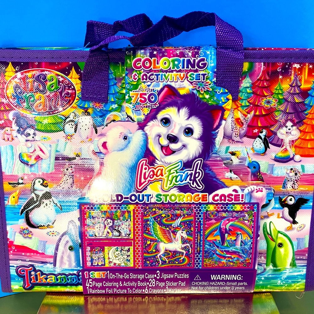 LISA FRANK TRIFOLD PORTFOLIO OVER 750 STICKERS 3 PUZZLES ACTIVITY SET MO… - Picture 14 of 16